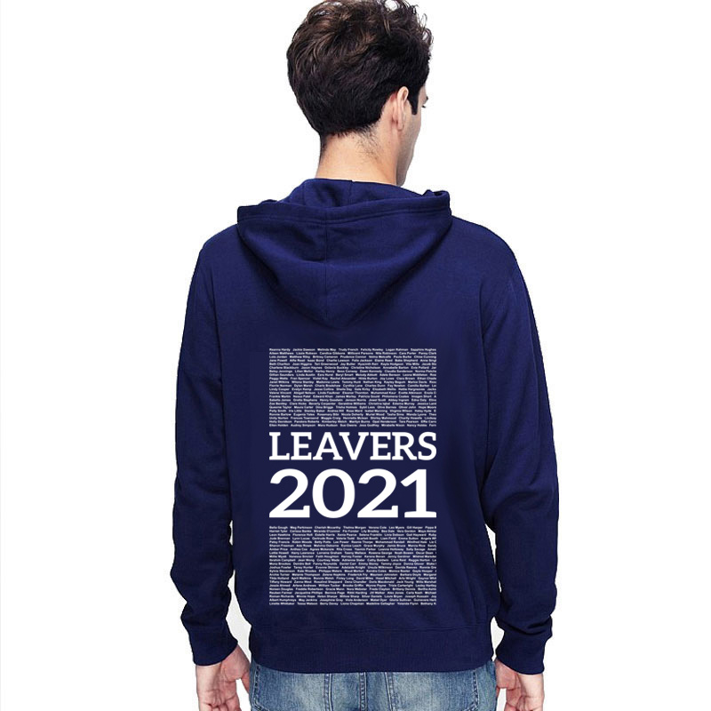 New Leavers Hoodie style with block of names printed in a list