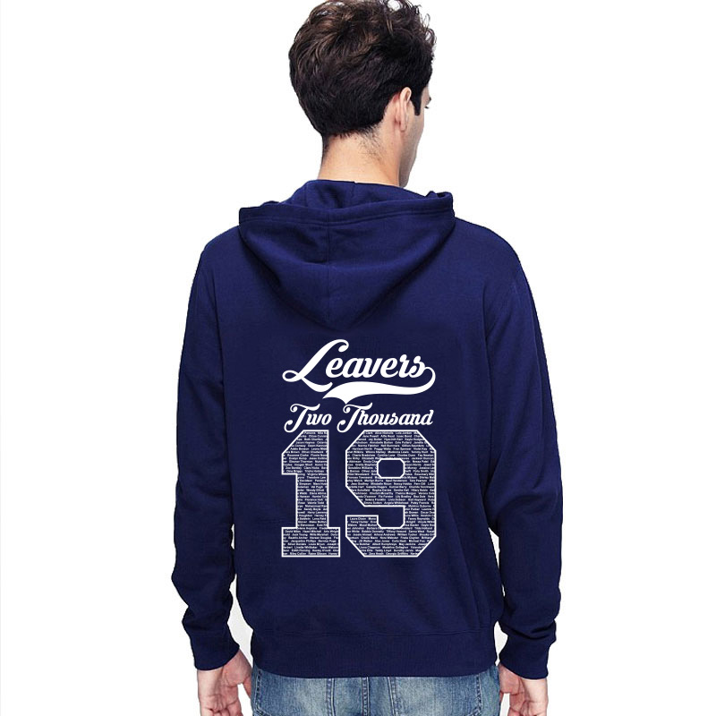 New Leavers Hoodie style Curly design Hoodie with names inside