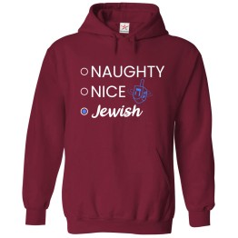 Naughty Nice Jewish Dreidel Funny Graphic Print Classic Funny Unisex Kids & Adults Pullover Hoodie