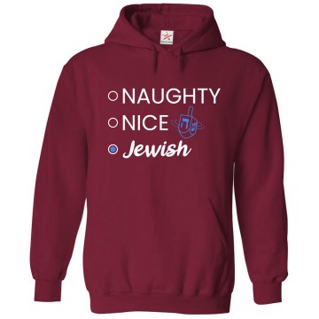 Naughty Nice Jewish Dreidel Funny Graphic Print Classic Funny Unisex Kids & Adults Pullover Hoodie