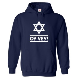 Oy Vey! Magen David Happy Funny Classic Graphic Print Unisex Kids & Adults Pullover Hoodie