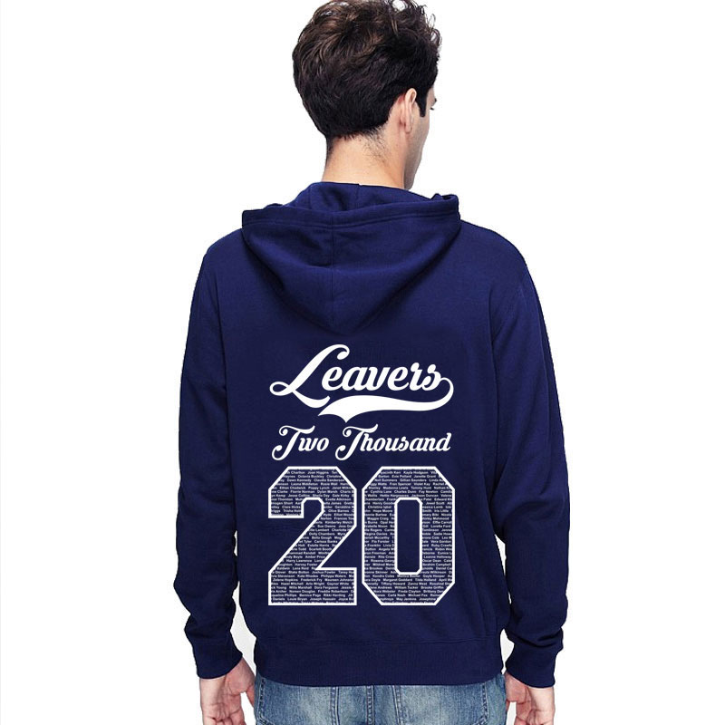 New Leavers Hoodie style Curly design Hoodie with names inside