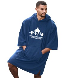 "The Body Achieves What The Mind Believes." Unisex Adult Hooded Poncho For Gym Lovers Motivational Quote Graphic Print