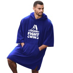 Train Fight Win Cool Comical Statement Unisex Adult Hooded Poncho Motivational Classic Graphic Print