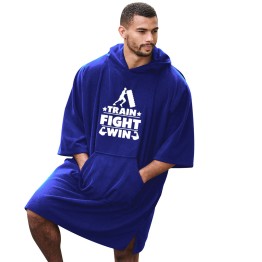 Train Fight Win Cool Comical Statement Unisex Adult Hooded Poncho Motivational Classic Graphic Print