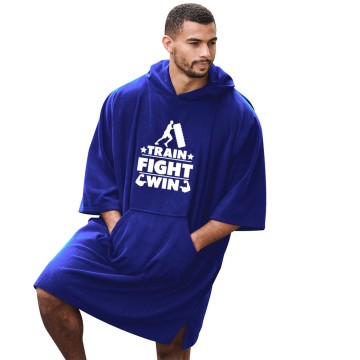 Train Fight Win Cool Comical Statement Unisex Adult Hooded Poncho Motivational Classic Graphic Print