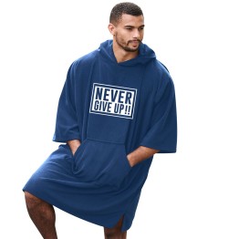 Never Give Up!! Classic Graphic Print Unisex Adult Hooded Poncho Motivational Print For Gym Lovers