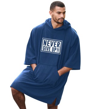 Never Give Up!! Classic Graphic Print Unisex Adult Hooded Poncho Motivational Print For Gym Lovers