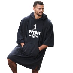 "Do Not Wish For It Work For It" Unisex Adult Hooded Poncho For Fitness Lovers Motivational Quote Graphic Print
