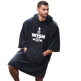 "Do Not Wish For It Work For It" Unisex Adult Hooded Poncho For Fitness Lovers Motivational Quote Graphic Print