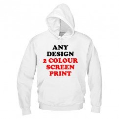 Any design printed in 2 colours screen print custom hoodie