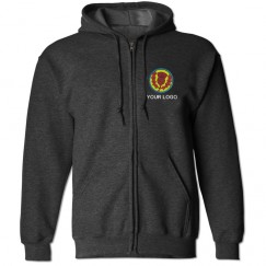 Custom Front left breast logo embroidery on ZIP Hoodie