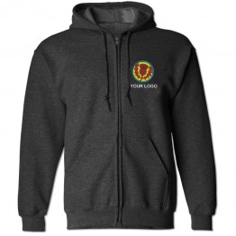 Custom Front left breast logo embroidery on ZIP Hoodie