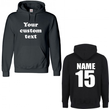 Personalised Front CHEST text printed AND back name and number Hoodie 