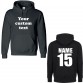 Personalised Front CHEST text printed AND back name and number Hoodie 