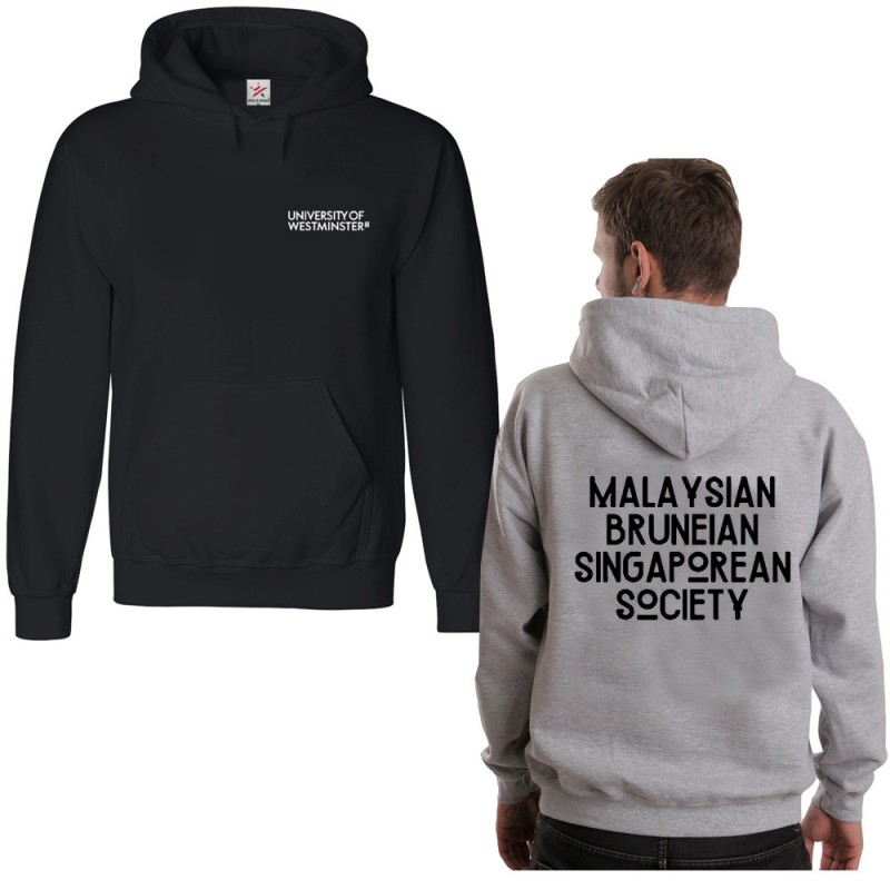 Personalised University Society Hoodie with custom back/front text