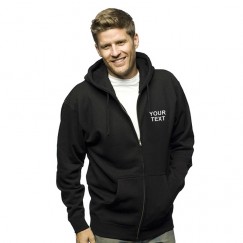 Personalised Zip hoodie with Front left breast text embroidery