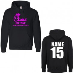 Personalised Stag/Hen Chicks on tour Hoodie with custom text on front