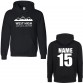 Personalised Ski Hoodie with Custom text on front and back Mountain silhouette design