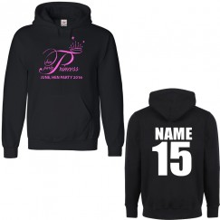 Personalised Stag/Hen Princess Hen Party Hoodie with custom text on front/back