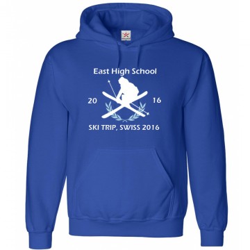 Personalised Ski Retro logo design Hoodie with Custom text on front design