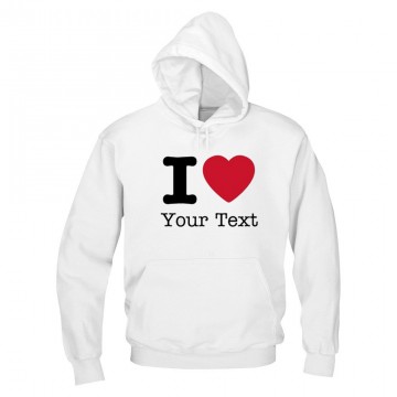 Personalised Front I heart your custom text printed hoodie