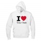 Personalised Front I heart your custom text printed hoodie